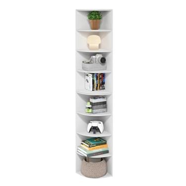 Imagem de Furinno Estante de canto Econ de 8 camadas, estante de livros, branca