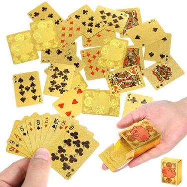 Imagem de 2 Decks Mini Playing Cards, Gold Waterproof Playing Cards, Mini Poker Deck for Parties and Games, Party Favor, Tiny Deck of Novelty Party Gift for Christmas, Halloween, New Year, Par(Golden Pig Style)