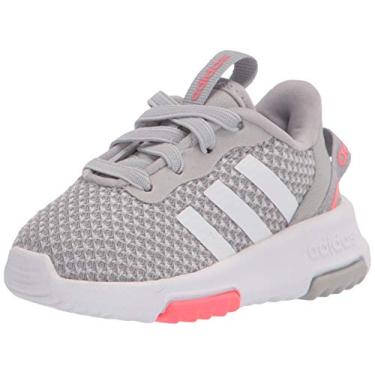 Imagem de adidas Tênis infantil feminino Racer Tr21 estampa de leopardo sem cadarço casual - rosa, Cinza/branco/rosa sinal, 4.5 Big Kid