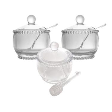 Imagem de Kit com 2 Açucareiros e 1 Meleira de Cristal com Pegador Pearl - Wolff