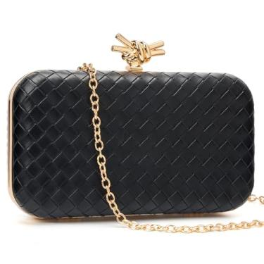 Imagem de Gurina Elegante bolsa clutch de couro PU para mulheres - Bolsas formais para noite com corrente destacável, para festas de casamento, Zooi preta
