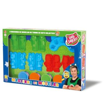 Imagem de Kit Massinha de Modelar Gato Galáctico com 7 Forminhas Divertidas e 4 Potinhos Coloridos Brincadeira Criativa e Educativa para Crianças, Estimula Coordenação Motora, Imaginação e Aprendizado