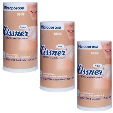 Imagem de Adesivo Para Curativo Missner Micropore Cirúrgica Bege 10cm x 4,5m Kit