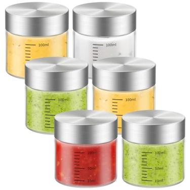 Imagem de CWHHRN Garrafas de vidro de 118 ml, pacote com 6 frascos de vidro com tampa, vidro borossilicato, tampas de aço inoxidável para sucos, vitaminas, garrafas de água, armazenamento de alimentos, garrafas