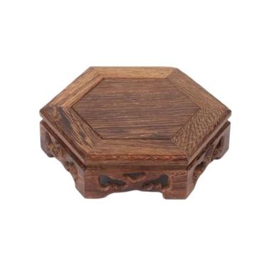 Imagem de ZzleoyuUUs-12 Base de suporte de exibição hexagonal bule base de bonsai, vasos plantas escultura suportes de exibição de madeira suporte de exibição decoração (grande)