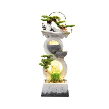 Imagem de Enfeites de água para ambientes externos, água autocirculante moderno novo aquário chinês para escritório doméstico, ornamentos de paisagem de piso ao ar livre, característica de água (branco, P)