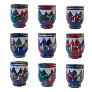 Imagem de Copinhos Pedra Sabão Artesanais 9 Pçs P/Dose Cachaça 50 ml