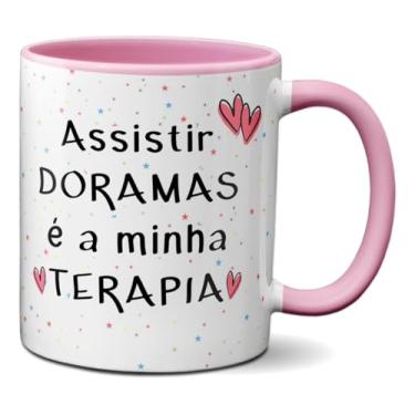 Imagem de Caneca Assistir Doramas é a Minha Terapia Fã Dorameira (Rosa)
