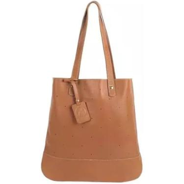 Imagem de Bolsa de Couro Legítimo Feminina Flávia – Modelo Saco Compacta e Elegante, Leve, Resistente e Sofisticada – Ideal para Uso Diário, Trabalho, Passeios e Presentes (Caramelo)