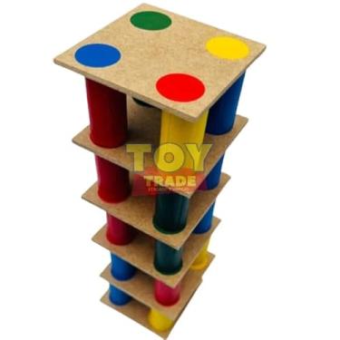 Imagem de Torre Inteligente em Madeira, 63 Peças, Jogo Educativo de Equilíbrio e Raciocínio Lógico, Multicolorido