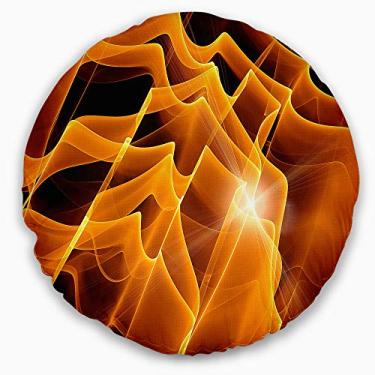 Imagem de Designart Golden Yellow Fractal Design Sala de estar Redonda, Sofá, Almofada de Alta Qualidade + Capa de Almofada Impressa em ambos os lados 40 cm