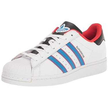 Imagem de adidas Originals Tênis masculino Superstar, Branco/azul brilhante/vermelho, 8