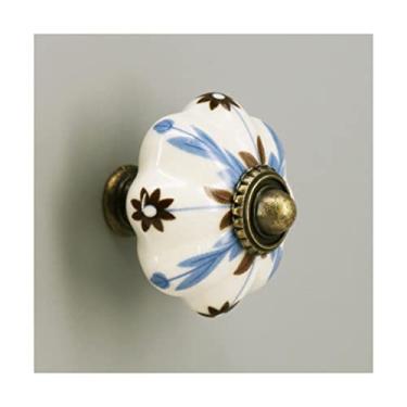 Imagem de Puxador de armário 1 peça Puxador de gaveta de armário vintage flor sortidas puxadores de cerâmica maçaneta de porta armário cômoda maçaneta de porta puxadores de gaveta