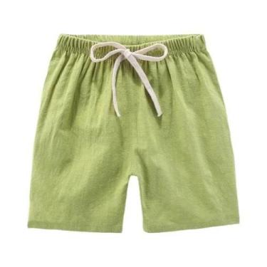 Imagem de Shorts De Verão De Linho E Algodão Para Meninos E Meninas, Calças Resp