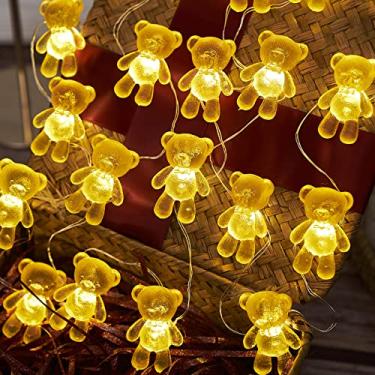 Imagem de JASHIKA Urso de pelúcia Fornecedores de festa infantil faixa de luzes internas We Can Barely Wait Baby Shower Golden Mini Teddy Bear Fairy Luzes decorativas 2,6 m 20LED Plugue USB ou operado por