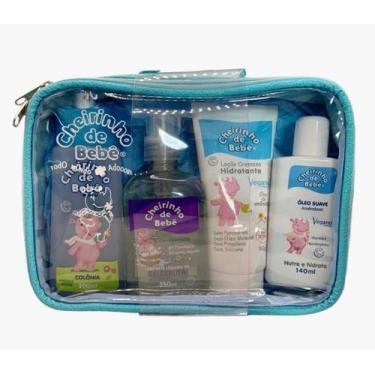 Imagem de Necessaire Azul - Kit Colônia 200ml+Sab Liquido Glic 250ml+Loção Cr. H