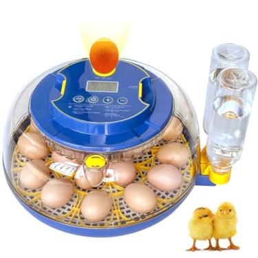 Imagem de Incubadora para ovos para incubação, incubadora de 18 ovos, virador automático de ovos, controle de temperatura e umidade, vela de ovos de LED, visualização de 360° para ovos de galinha, pato e