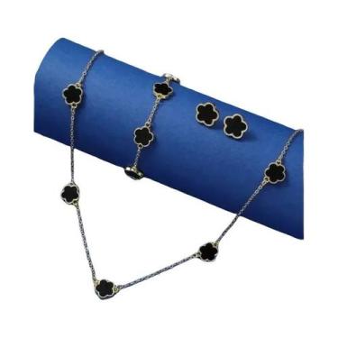 Imagem de Conjunto De Joias De Trevo De Cinco Folhas Da Sorte Para Mulheres, Com