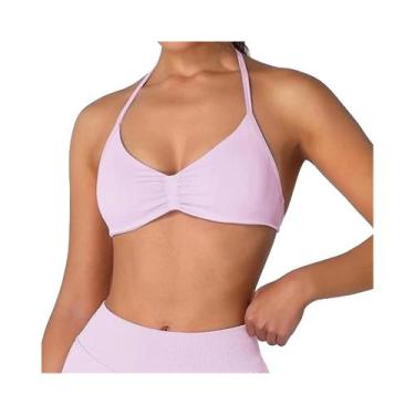 Imagem de Top De Sutiã Halter Com Tiras Finas E Suporte Alto Para Mulheres, Sem 