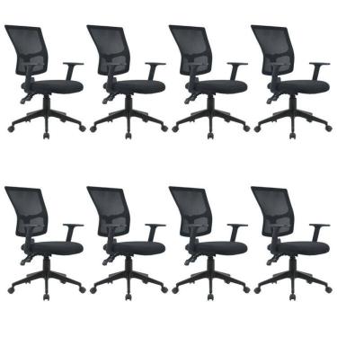 Imagem de Kit 8 Cadeiras Para Escritório Diretor Com Nr17 Londres Preto