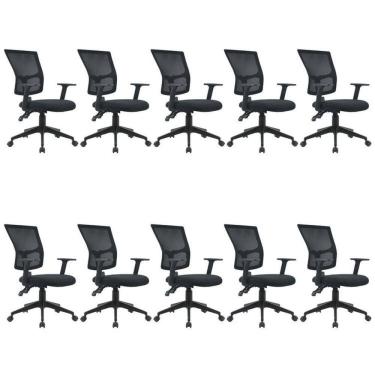 Imagem de Kit 10 Cadeiras Para Escritório Diretor Com Nr17 Londres Preto