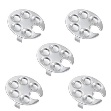 Imagem de 5 minipaletas de unhas, paletas de anéis de unha, ferramentas de cor de unha, tábuas de mistura de maquiagem, mini bandejas de anel (prata)