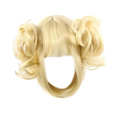 Imagem de Kokiya Peruca de cosplay de anime, peruca de cabelo de fibra sintética, textura suave, elegante com coques, de cosplay de anime para festa de máscaras