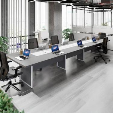 Imagem de Mesa Reunião Corporativa 4,80m 8 Pessoas c/ Cx de Tomadas F5 - F5 Offi