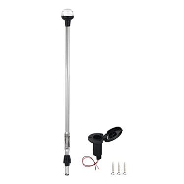 Imagem de Luz de popa para barco, luzes LED de navegação marítima, polo flexível, branco, USCG, 2 NM, removível, plugue de 2 pinos com base rosqueada, 12 Volts, 91 cm (haste de alumínio nodizado)