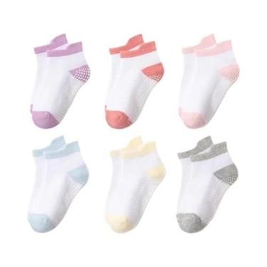 Imagem de Meias Antiderrapantes Para Crianças 6 Pares 0-5 Anos Meninos Meninas B