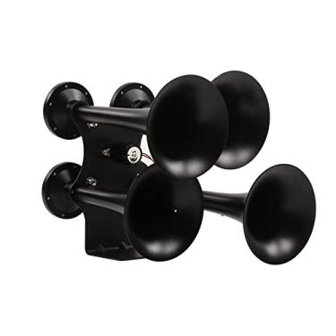 Imagem de aqxreight Truck Horn 12V 145dB Quad Trompete Super Forte Pressão para o Carro de Carro Metal para Caminhão Horntruck Trompetquad Hornquad Trompettrain Chifre4 Chifre