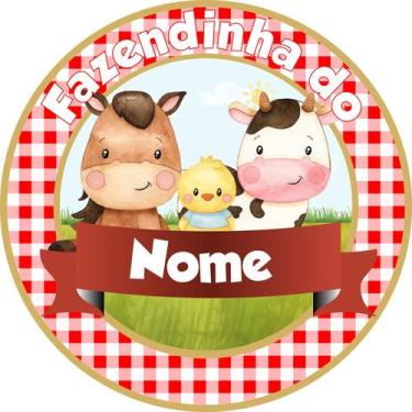 Imagem de Painel de Tecido Sublimado Redondo Fazendinha Animais Aquarela Editave