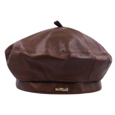 Imagem de Chapéu de boina MOSSTYUS em couro PU de estilo francês para mulheres