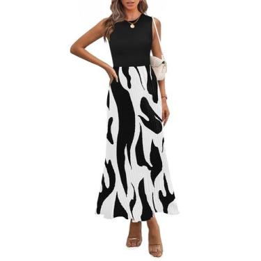 Imagem de Vestido midi PRETTYGARDEN, blusa elástica, cintura alta, branca, GG