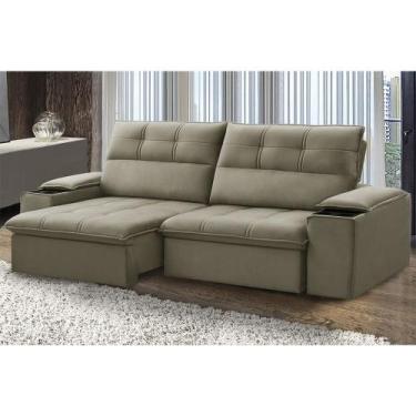 Imagem de Sofá Retrátil e Reclinável França 250 Cm com Porta Copos e Objetos - F