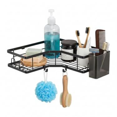 Imagem de Suporte de Banheiro Em Metal Porta Shampoo Sabonete Instalação Fácil Adesiva Sem Furos Para Organização e Economia de Espaço