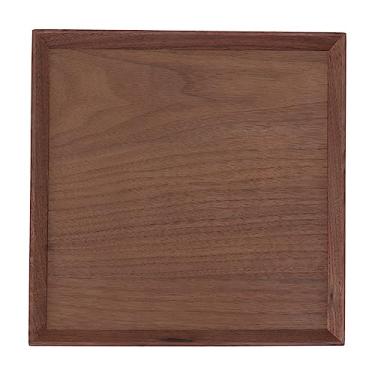 Imagem de Bandeja de Madeira, Bandeja de Porção Retangular Com Alças, Reserva de Frutas de Bandeja de chá Grande para Comida e Trabalho na Cozinha, Quarto (20 * 20)