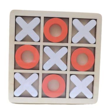 Imagem de simhoa Jogo de Tabuleiro de Madeira Toe, Estratégia em Família, Brinquedo para Mesa, Laranja Branco