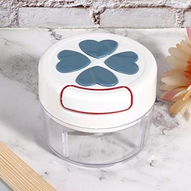 Imagem de Yctze Manual Pull Garlic Ginger Ginger Greder Chopper Mincer - Utensílios de Cozinha para Alho, Cebola, Carne e Nozes - Fácil de Usar, Limpar e Controlar o Tamanho da Porção (Azul)