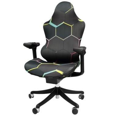 Imagem de XYDHQS Capas de cadeira de jogos, capas de assento de computador elásticas elásticas à prova de arranhões para computador, capa protetora de cadeira macia com encosto e apoio de braço para decoração