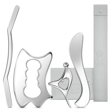 Imagem de MINZHOUYA Raspador muscular Gua Sha de aço inoxidável 4 em 1