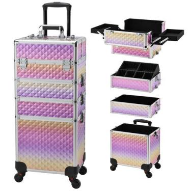 Imagem de Estojo de maquiagem Yueieoun Rolling Train Case 4 em 1 com rodas