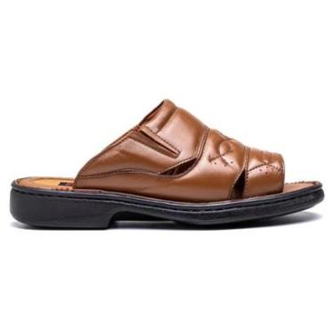 Imagem de Chinelo Comfort Masculino em Couro Caramelo-Masculino