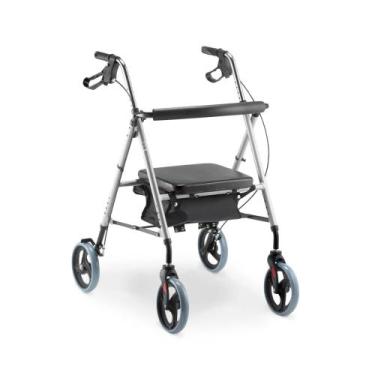 Imagem de Andador de Alumínio Dobrável Dellamed D12 com 4 Rodas, Assento Acolcho