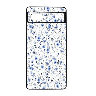 Imagem de qizjio Linda capa de telefone floral para Google Pixel 6A, capa de flor azul estética para meninas adolescentes mulheres crianças