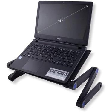Imagem de Suporte Articulado, Mesa Articulada de Cama com Travas 360° Angulo e Altura Ajustáveis em Alumínio para Notebook, Tablet com Mousepad - Preto.