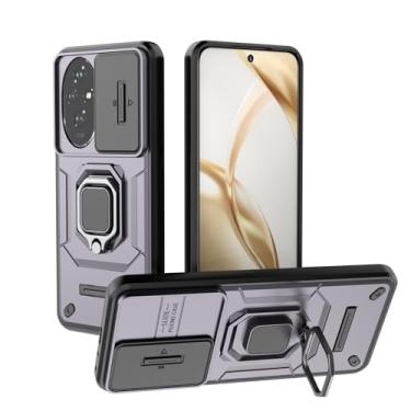 Imagem de SORAKA Capa para Honor 200 com suporte de anel e capa de câmera deslizante Honor 200 com placa de metal para suporte magnético de carro capa protetora de camada dupla em policarbonato rígido e TPU