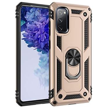 Imagem de SORAKA Capa para Samsung Galaxy S20 FE com suporte de anel capa armadura para Samsung Galaxy S20 FE 5G capa traseira de policarbonato rígido com placa de metal para celular magnético suporte de carro