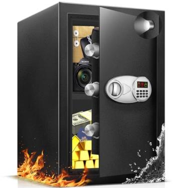 Imagem de TOTOY Cofre à prova de fogo à prova d'água de 3,5 metros cúbicos para uso doméstico, caixa de segurança digital eletrônica, caixa de segurança pessoal com sensor de luz, caixa de bateria externa de