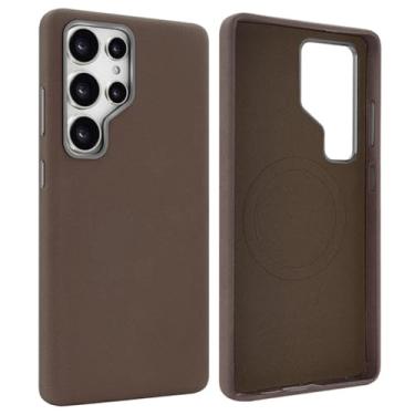 Imagem de Capa magnética de couro com suporte giratório 360 para Samsung S24 S25 Ultra, capa de carregamento sem fio (para Galaxy S25 Ultra/Coffee A)
